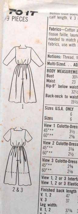 SIMPLICITY 7317 CULOTTE DRESS IN 2 LENGTHS SIZE 10-18 COMPLETE-UNCUT-F/FOLDED
