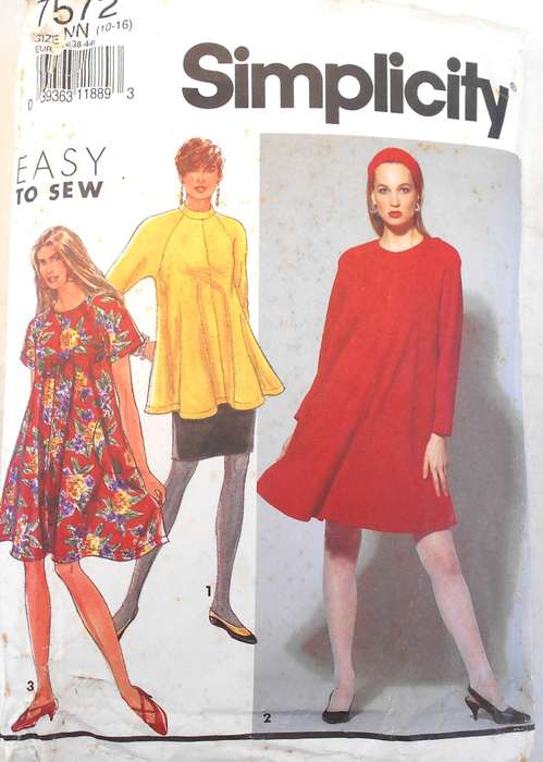 SIMPLICITY 7572 DRESS-TUNIC-SKIRT SIZE 10-16 COMPLETE- NO SEWING INSTUCTIONS