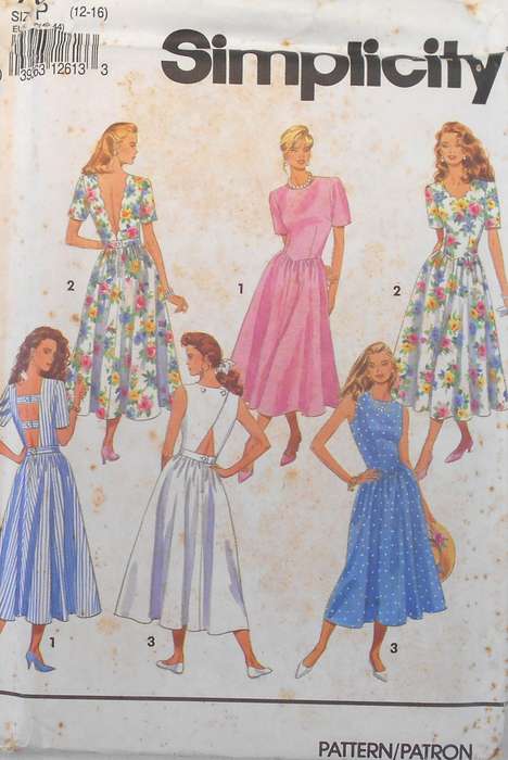 SIMPLICITY 7843 DRESS WITH BODICE VARIATIONS SIZE 12-16 COMPLETE-UNCUT-F/FOLDED