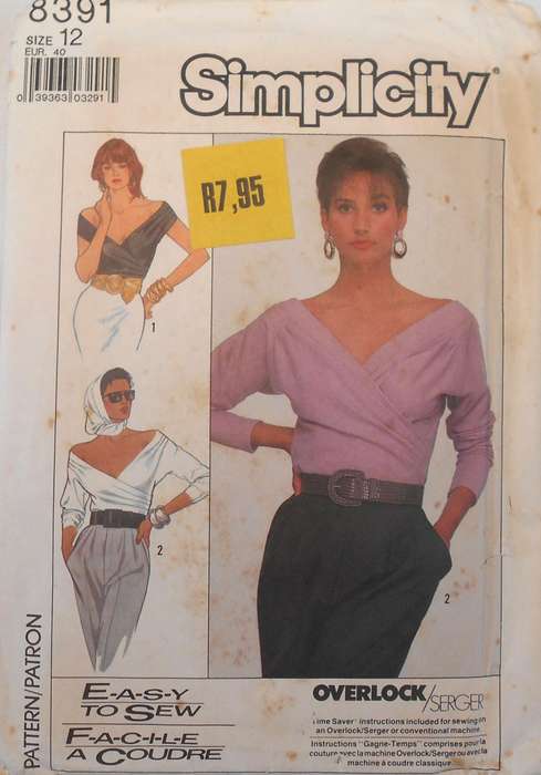 SIMPLICITY 8391 STUNNING ITTED PULLOVER TOP SIZE 12 COMPLETE