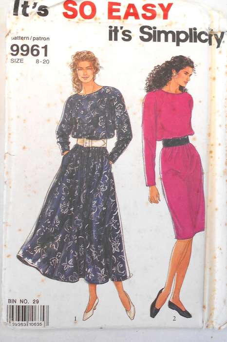 SIMPLICITY 9961 PULLOVER DRESS SIZE 8-20 COMPLETE-UNCUT-F/FOLDED