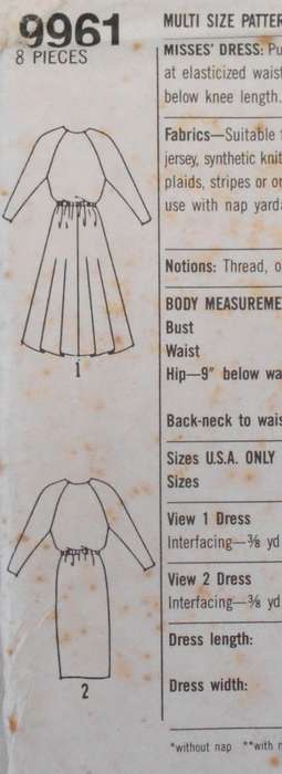 SIMPLICITY 9961 PULLOVER DRESS SIZE 8-20 COMPLETE-UNCUT-F/FOLDED