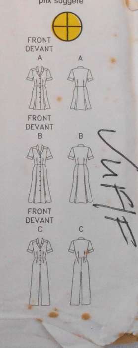 BUTTERICK 4045 FRONT BUTTON DRESS OR JUMPSUIT SIZE 18-20-22 COMPLETE-UNCUT-F/FOLDED