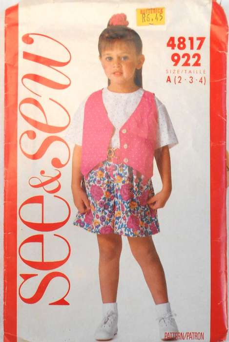 BUTTERICK 4817 KIDS WAISTCOAT-TOP-SHORTS SIZE 2-3-4 YEARS COMPLETE-CUT TO 4 YEARS