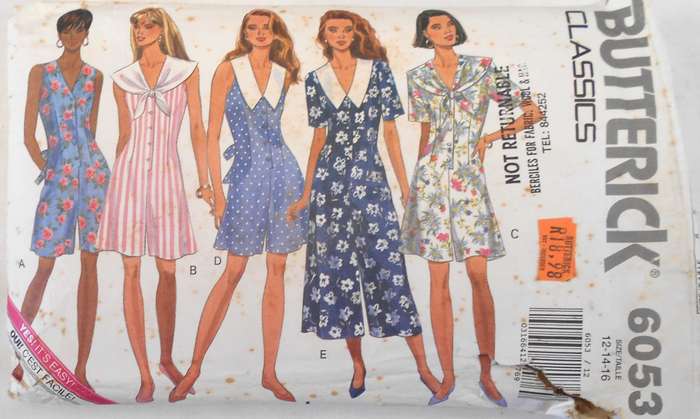 BUTTERICK 6053 JUMPSUITT SIZE 12-14-16 COMPLETE CUT TO 16