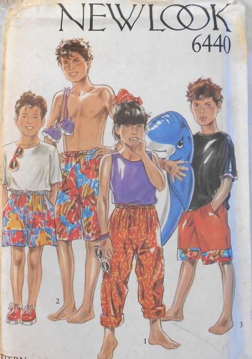 NEW LOOK PATTERNS 6440 KIDS UNISEX LONG & SHORT BAGGIES SIZE 4-12 YEARS COMPLETE UNCUT F/FOLDED