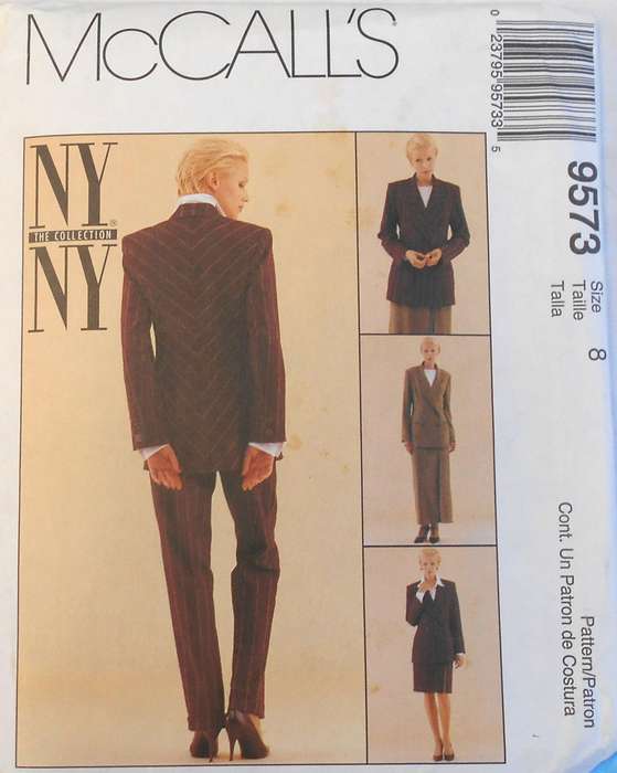 McCALLS 9573 LINED JACKET-LINED SKIRT-PANTS SIZE 8 COMPLETE-UNCUT -F/FOLDED
