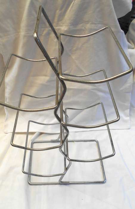 Stunning Set of 2 - six bottle stainless steel chrome wire racks- sold as a pair