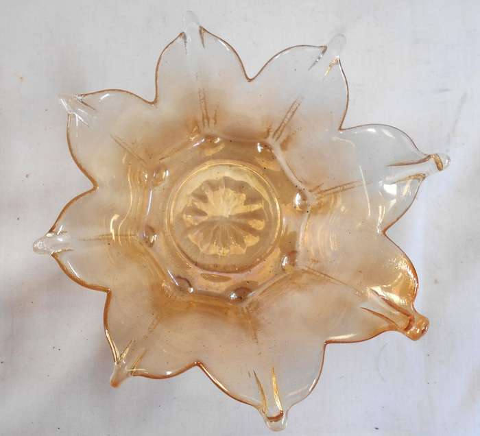 CARNIVAL GLASS AMBER COLOUR DESSERT BOWL