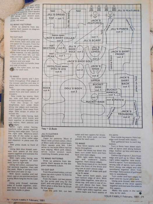 YOUR FAMILY FEBRUARY 1981- `JACK & JILL`  WITH PATTERNS