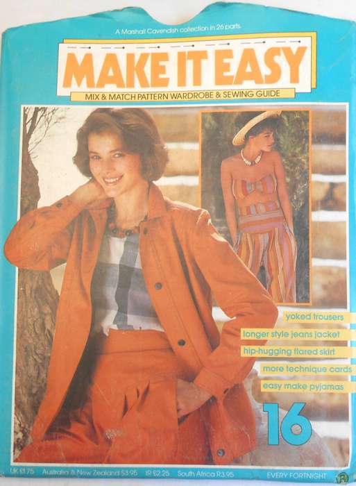 MAKE IT EASY PATTERN NUMBER 16 - YOKED PANTS & JEANS STYLE JACKET-PJS-FLARED SKIRT