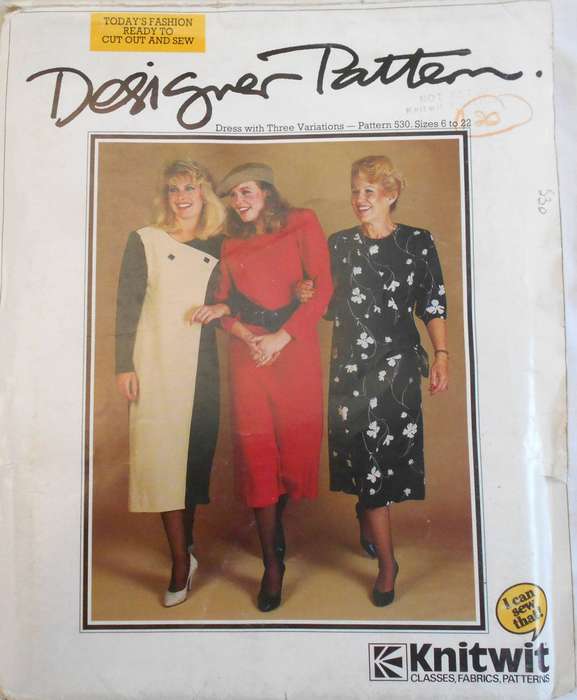 KNITWIT DESIGNER PATTERN 530 DRESS WITH THREE VARIATIONS SIZES 6-22 COMPLETE-UNCUT
