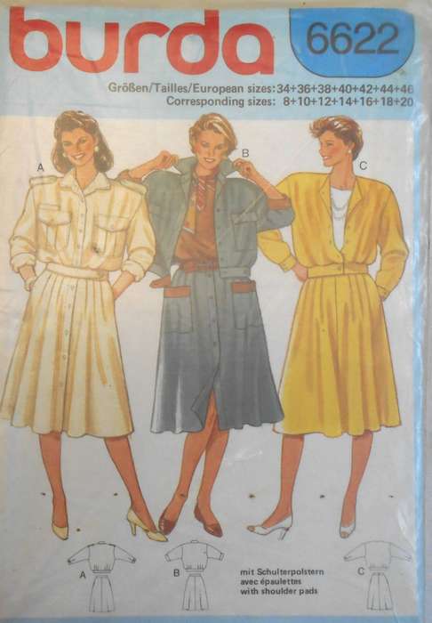 BURDA 6622 CASUAL JACKET & SKIRT 8-10-12-14-16-18-20 COMPLETE-UNCUT-F/FOLDED