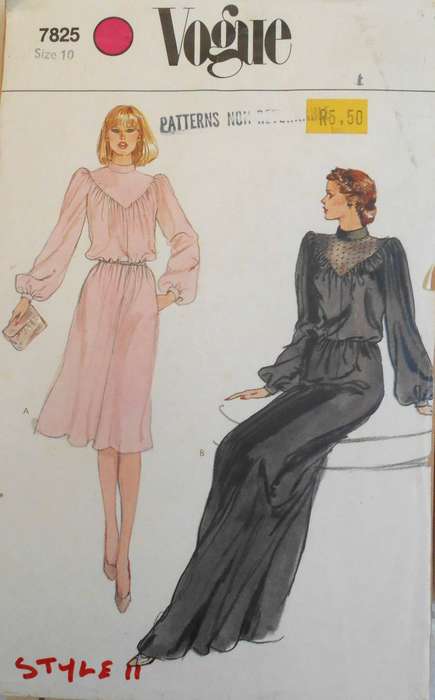 VOGUE 7825 VERY LOOSE PULLOVER BLOUSON DRESS SIZE 10 COMPLETE-ZIPLOC