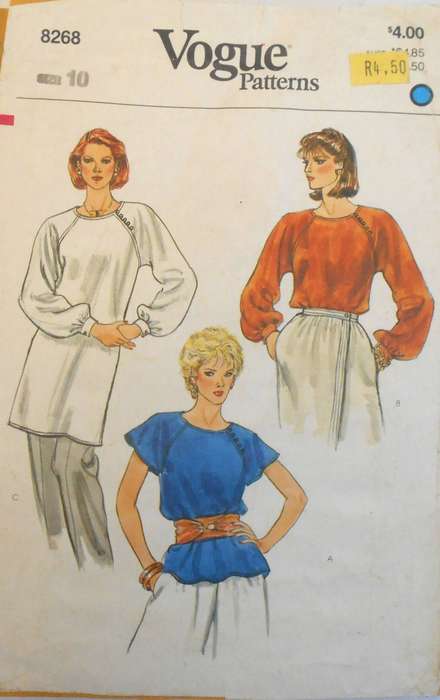 VOGUE 8268 BLOUSE & TUNIC SIZE 10 COMPLETE-NO SEWING INSTRUCTIONS