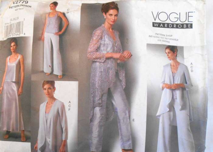 VOGUE V2779 STUNNING JACKET-TOP-PANTS-SKIRT SIZE 14-16-18 COMPLETE CUT TO 16
