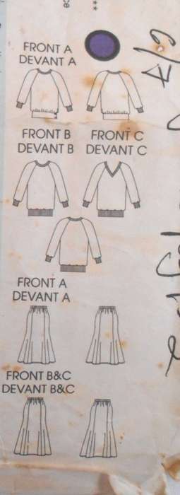 VOGUE 9964 TOP & SKIRT SIZE 12-14-16 NO SEWING INSTRUCTIONS SUPPLIED