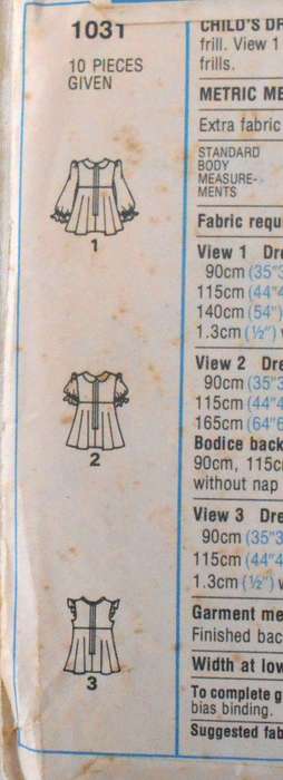VINTAGE STYLE 1031 GIRL'S DRESS SIZE 4 YEARS CHEST 58 CM/23" COMPLETE