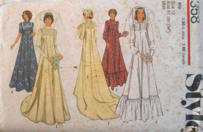 VINTAGE STYLE 1358 BRIDAL & BRIDESMAID DRESS SIZE 12 BUST 34"/87 CM COMPLETE-MOSTLY UNCUT