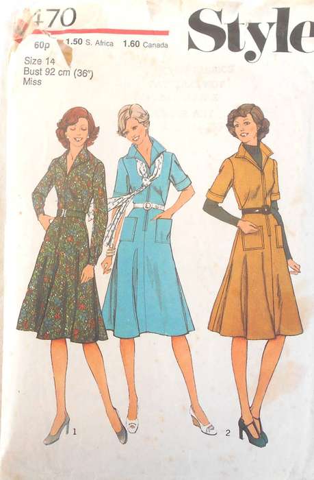 VINTAGE STYLE 1470 DRESS WITH COLLAR SIZE 14 BUST 92 CM/36" COMPLETE