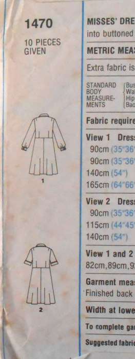 VINTAGE STYLE 1470 DRESS WITH COLLAR SIZE 14 BUST 92 CM/36" COMPLETE