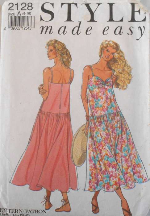 STYLE 2128 LOOSE FITTING SHOESTRAP DROPPED WAIST DRESS SIZE 6-16 COMPLETE CUT TO 16