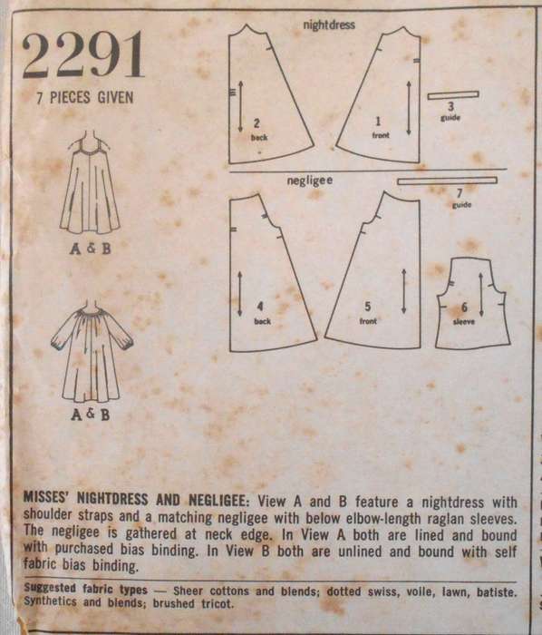 VINTAGE STYLE 2291 NIGHTDRESS & NEGLIGEE SIZE 18 BUST 40 COMPLETE