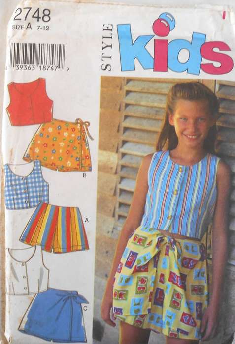 STYLE 2748 GIRLS CROP TOP AND WRAP SKIRTS SIZE 7-12 YEARS COMPLETE-UNCUT-F/FOLDED