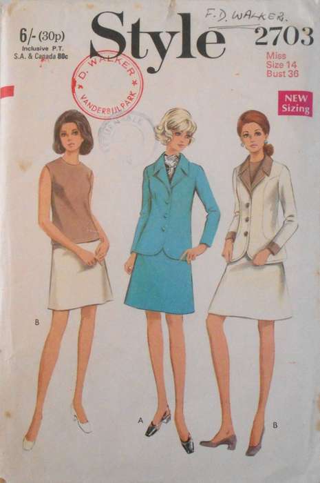 VINTAGE STYLE 2703 SUIT & BLOUSE SIZE 14 BUST 36" COMPLETE-UNCUT-F/FOLDED