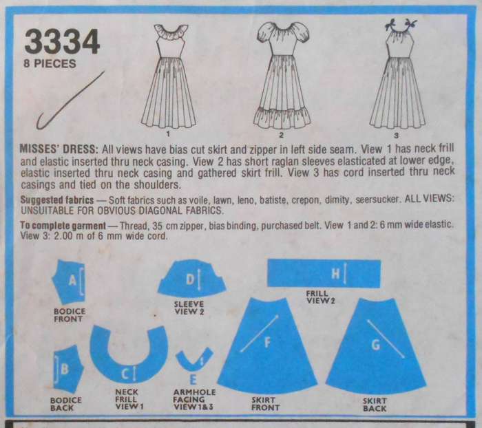 STYLE 3334 OFF THE SHOULDER TIERED DRESS SIZE 8-10-12-14 COMPLETE- CUT TO 14