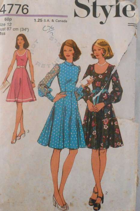 VINTAGE STYLE 4776 LINED DRESS SIZE 12 BUST 87 CM COMPLETE