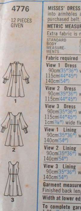VINTAGE STYLE 4776 LINED DRESS SIZE 12 BUST 87 CM COMPLETE