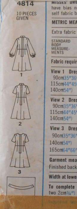 VINTAGE STYLE 4814 DRESS WITH WAISTLINE SEAM SIZE 16 BUST 97 CM COMPLETE