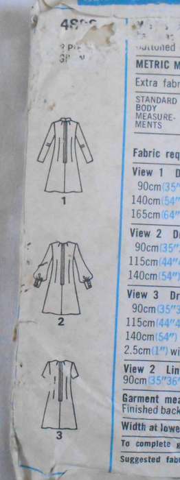 STYLE 4899 DRESS WITH HIGH LINE BODICE SIZE 10 BUST 83 CM COMPLETE