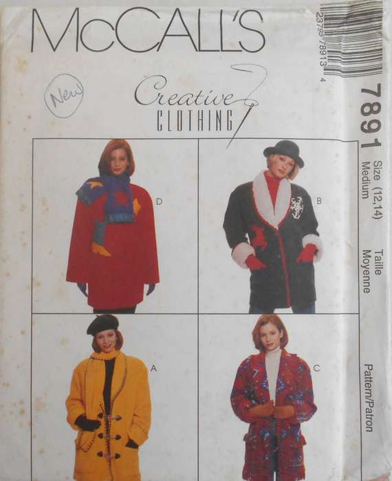 McCALLS 7891 JACKET & SCARF SIZE MEDIUM 12-14 COMPLETE UNCUT-F/FOLDED