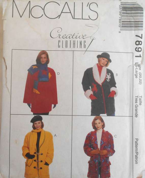 McCALLS 7891 JACKET & SCARF SIZE X-LARGE 20-22 COMPLETE UNCUT-F/FOLDED
