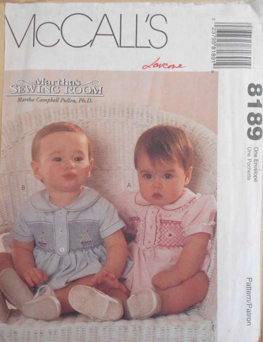 McCALLS 8189 INFANTS ROMPER SIZE S-M-L-XL (13-24LBS) COMPLETE UNCUT-F/FOLDED