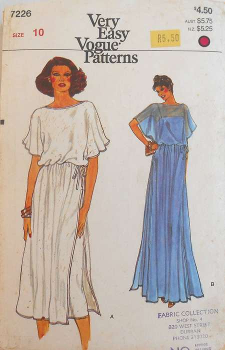 VOGUE 7226 VERY LOOSE-FITTING EVENING BLOUSON PULLOVER DRESS SIZE 10 COMPLETE