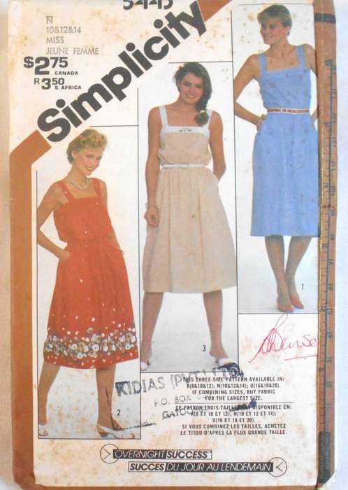 SIMPLICITY 5443 PULLOVER SUNDRESS SIZE 10-12-14 COMPLETE-CUT TO 14