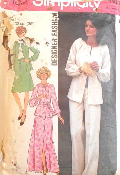 SIMPLICITY 7132 TWO PIECE DRESS OR TOP & PANTS SIZE 14 BUST 92 CM COMPLETE-ZIPLOC