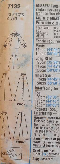 SIMPLICITY 7132 TWO PIECE DRESS OR TOP & PANTS SIZE 14 BUST 92 CM COMPLETE-ZIPLOC