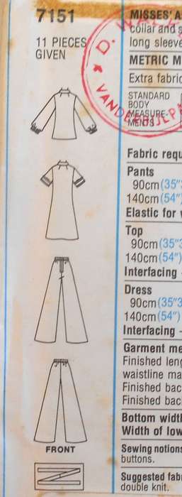 SIMPLICITY 7151 DRESS-TOP-PANTS SIZE 16 BUST 97 CM COMPLETE
