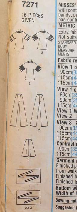 SIMPLICITY 7271 UNLINED WRAP JACKET-SKIRT-PANTS SIZE 10 BUST 83 CM COMPLETE