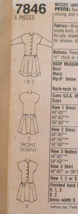 SIMPLICITY 7846 LOOSE FITTING DRESS SIZE 12-14-16 COMPLETE-CUT TO 12