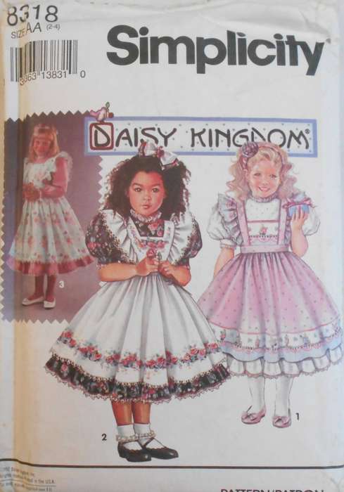 SIMPLICITY 8318 GIRLS DRESS & PINAFORE SIZE 2-4 YEARS COMPLETE-MOSTLY UNCUT-CUT TO 4