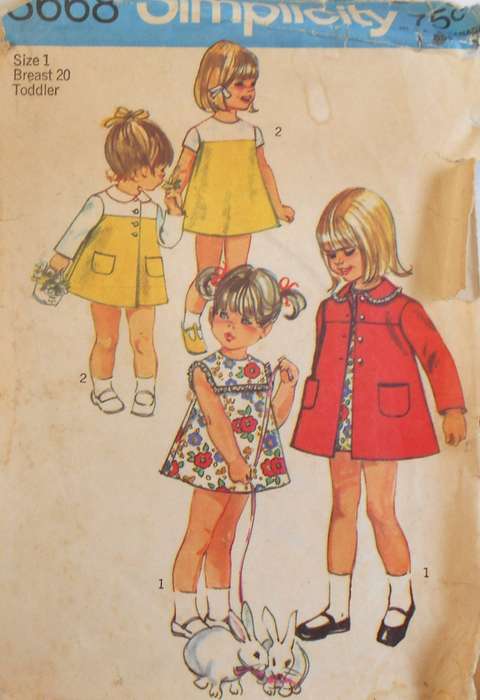SIMPLICITY 8668 TODDLER COAT & DRESS SIZE 1 YEAR BREAST 20" COMPLETE-ZIPLOC
