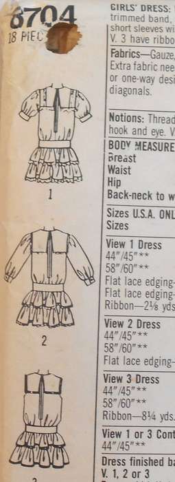 SIMPLICITY 8704 GIRLS DRESS SIZE 7-8-10 YEARS COMPLETE-UNCUT-F/FOLDED