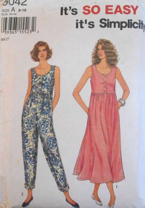 SIMPLICITY 9042 DRESS-JUMPSUIT SIZE 8-18 CUT TO 18 COMPLETE