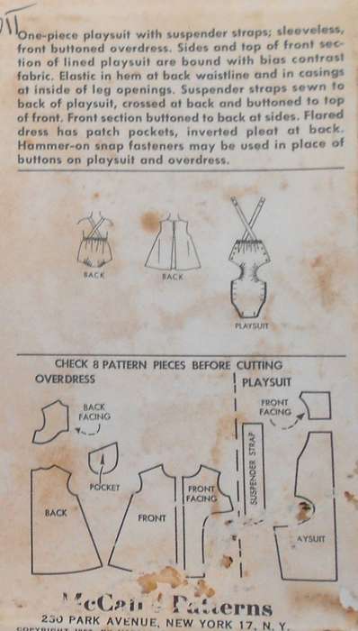 VINTAGE McCALLS 6386 TODDLERS PLAYSUIT & OVERDRESS SIZE 1 YEAR NO PLAYSUIT PATTERN