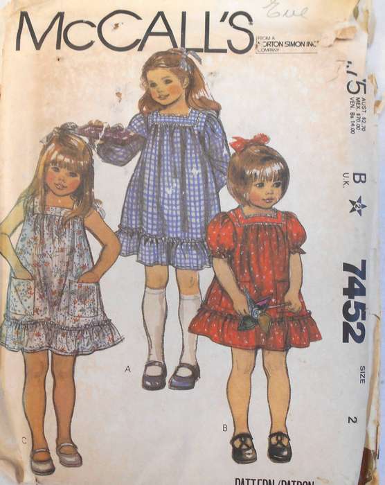 McCALLS 7452 TODDLERS DRESS SIZE 2 YEAR COMPLETE-ZIPLOC
